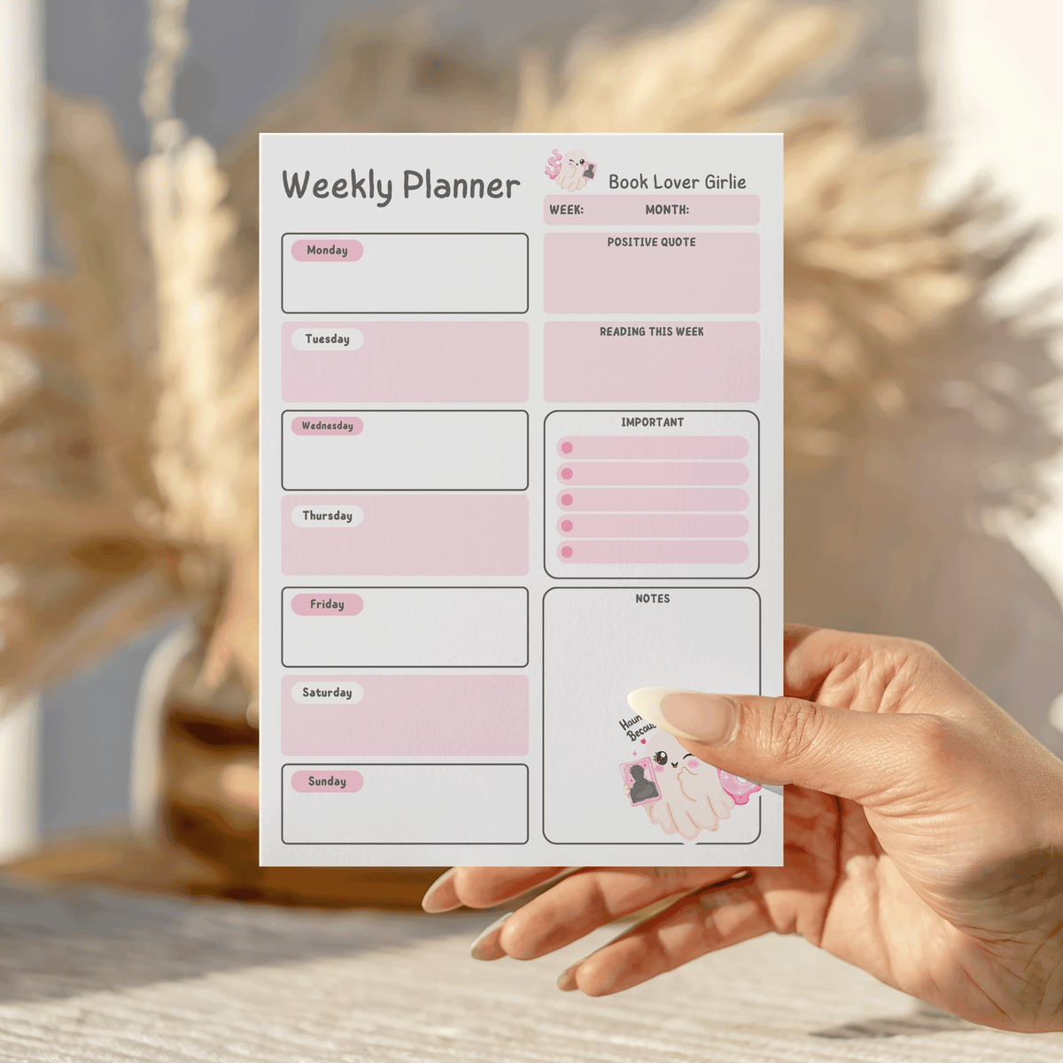 Book Lover Girlie (Haunting) Weekly Notepad