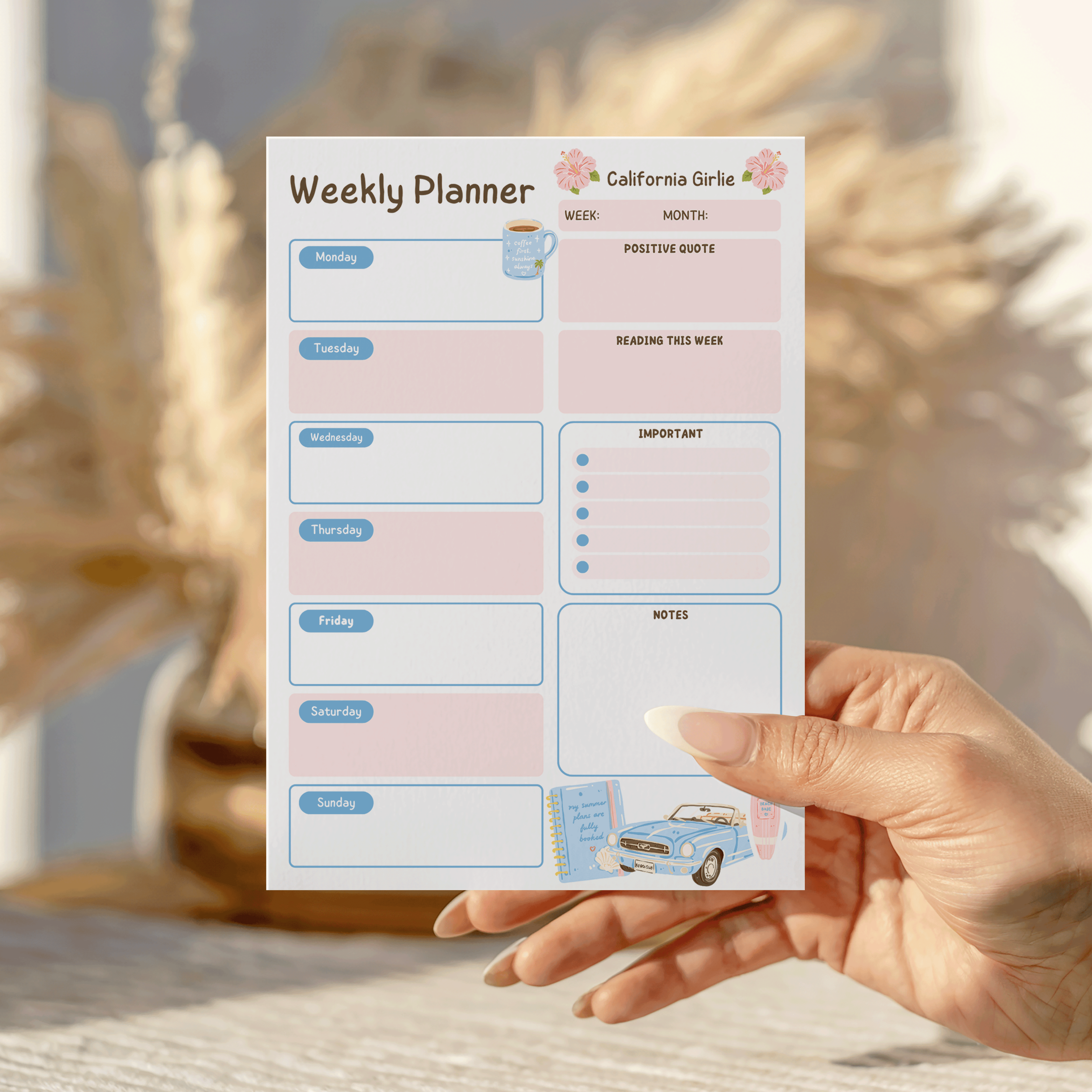 Cali Girlie Weekly Notepad