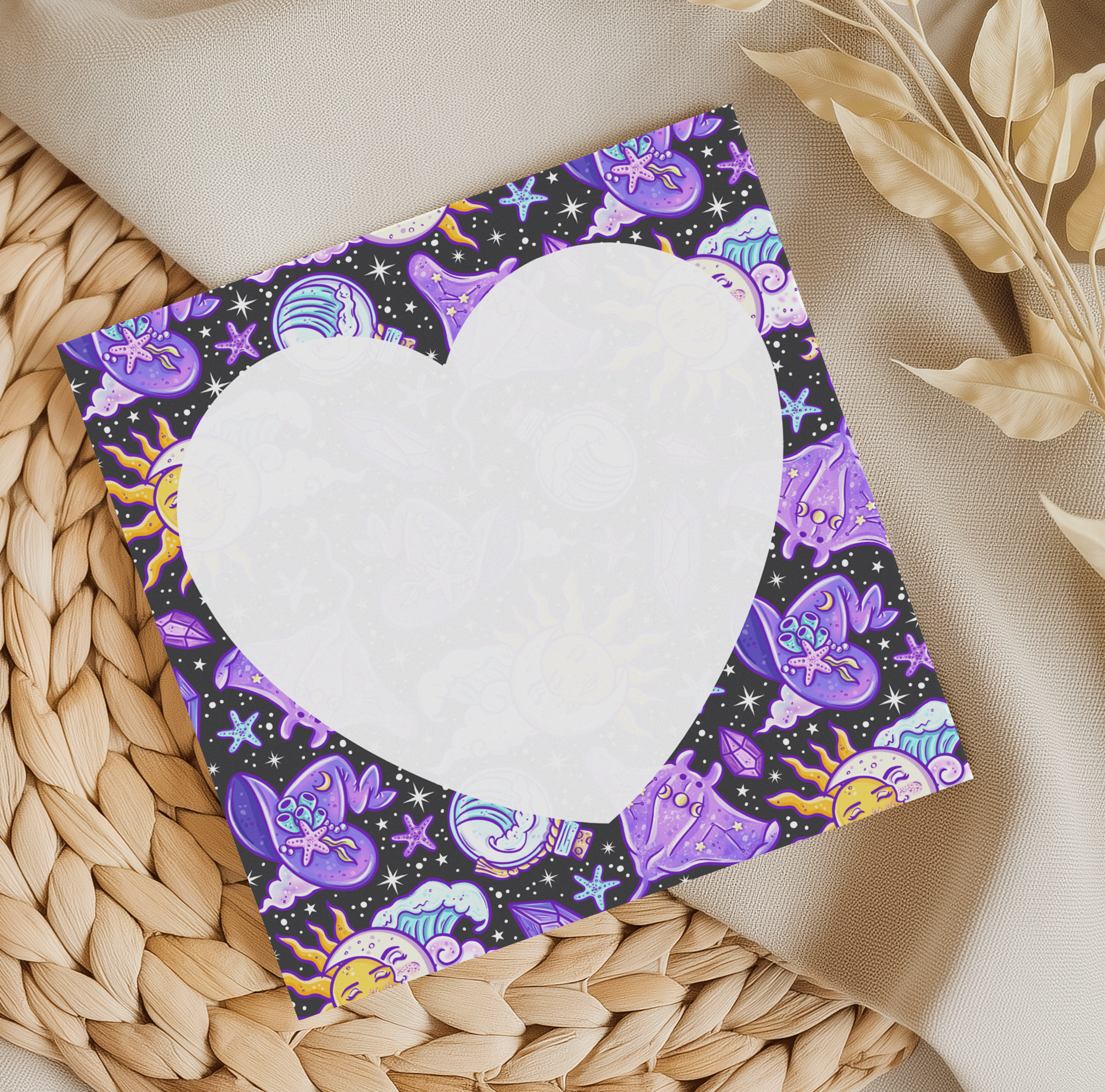 Witchy Ray Heart memo pad