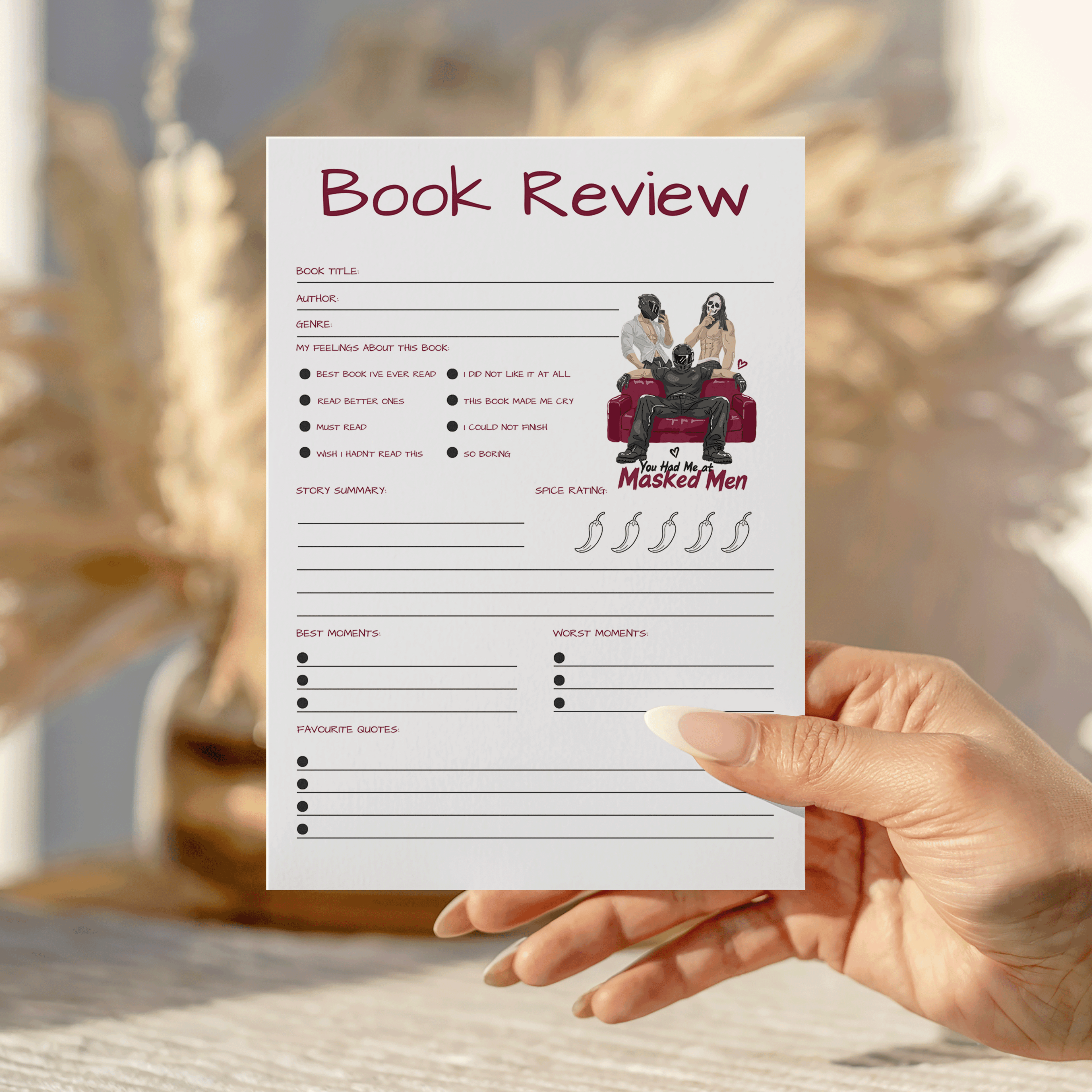 You had me at masked men Book Review Notepad